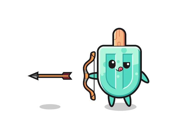 Illustration of popsicles character doing archery