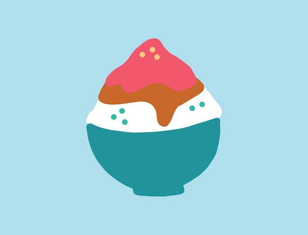 Vector illustration of popular malaysian dessert called ais kacang or shaved ice