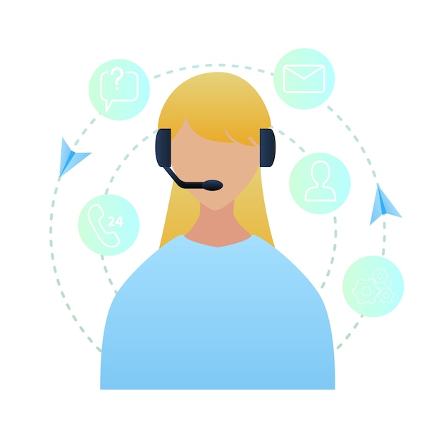 Vector illustration portrait woman worker call center