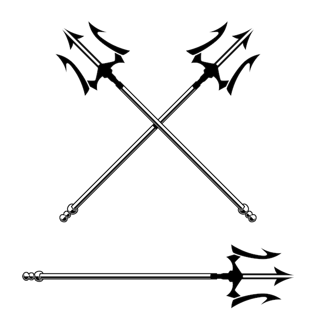 Illustrazione dei tridenti di poseidon isolati su sfondo bianco elemento di design per il segno del banner della carta poster illustrazione vettoriale