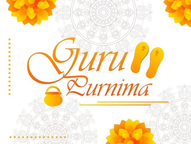 Illustrazione o poster con mandala per il giorno in cui si celebra il guru purnima