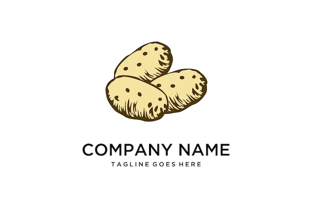 Illustration potatoes are still fresh as new in the harvest in the fields logo design.