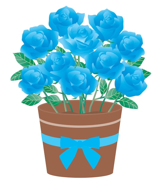 Illustration of the potted blue rose