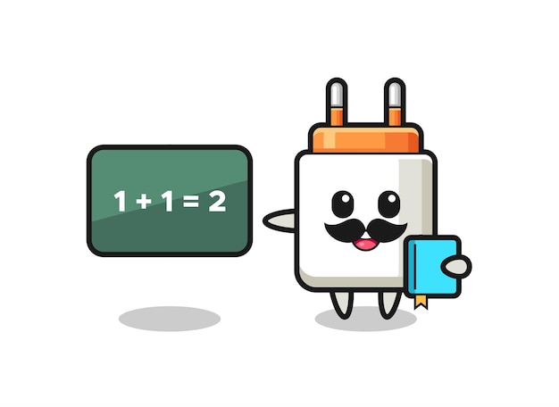 Illustration of power adapter character as a teacher