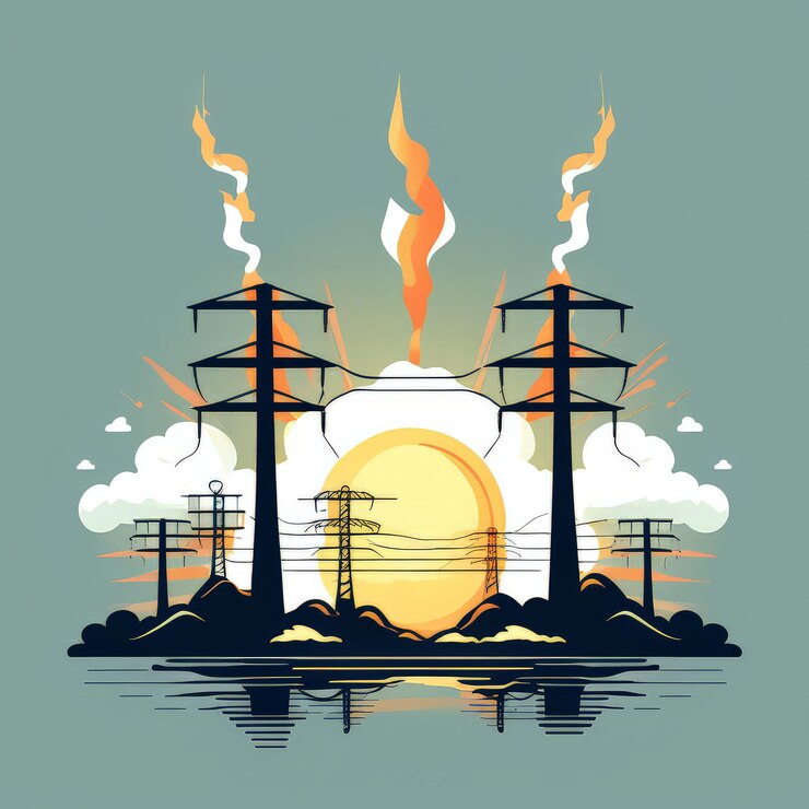 Vector illustration of power plant illustration of power plant