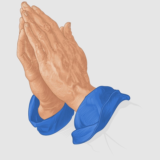 Vector illustration of praying hands in color