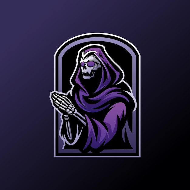 Vector illustration of praying skeleton with hood