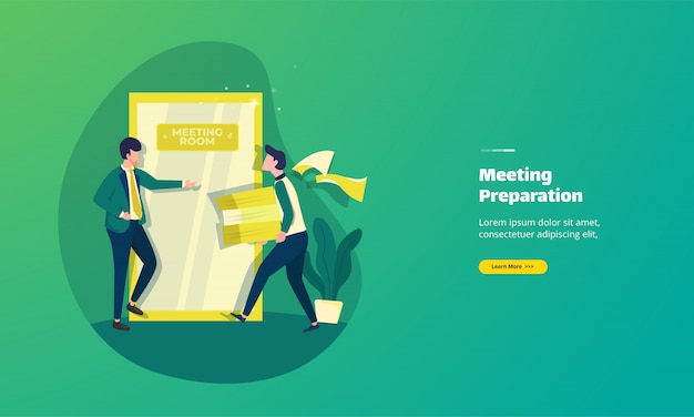Illustration of preparing meeting documents landing page