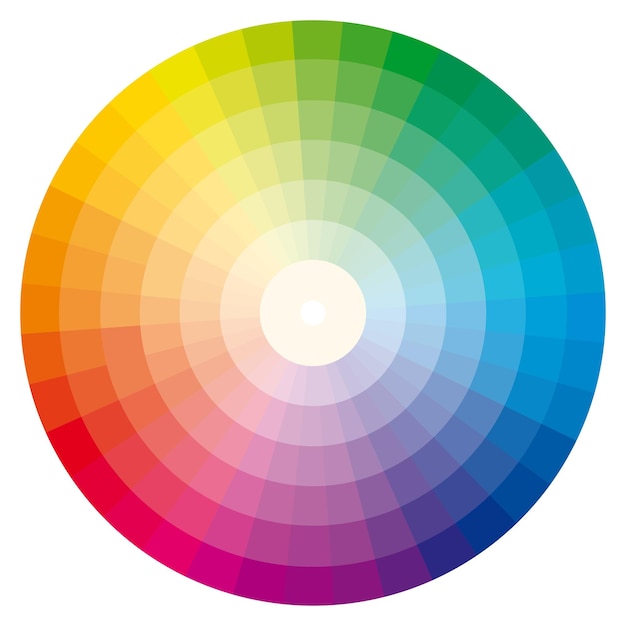 Vector illustration of printing color wheel with twelve colors in gradations