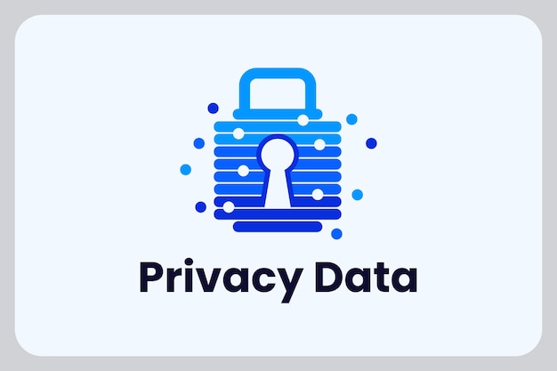 Vector illustration privacy data protection padlock lock keyhole technology logo design