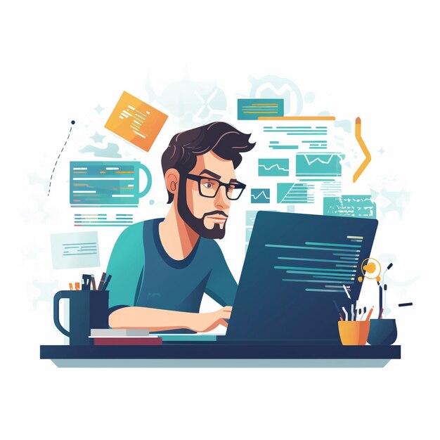 illustration programmer computer vector technology concept web digital design programming