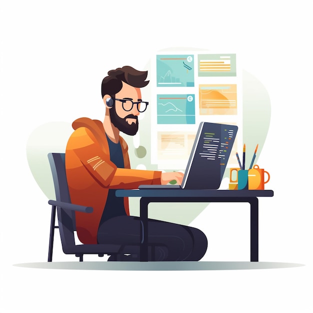 illustration programmer computer vector technology concept web digital design programming