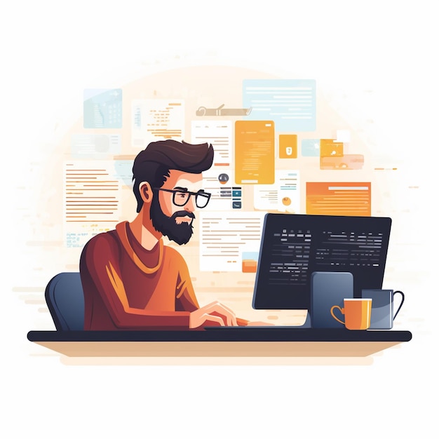Premium Vector | Illustration programmer computer vector technology ...