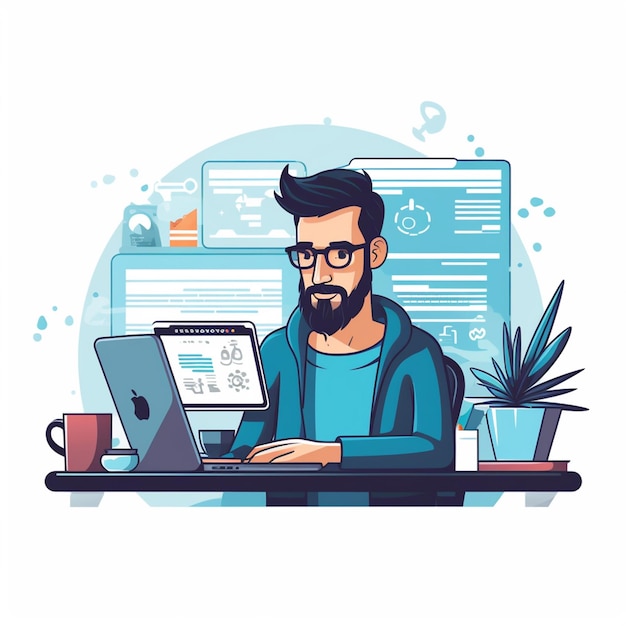 Illustration programmer computer vector technology concept web digital ...