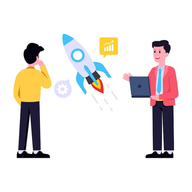 an illustration of project launch in flat design