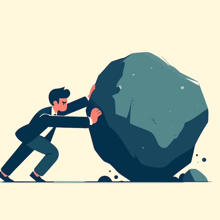 वेक्टर illustration of a project manager getting rid of a business problem