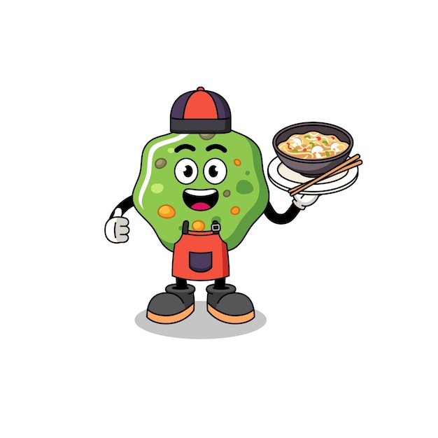 Illustration of puke as an asian chef