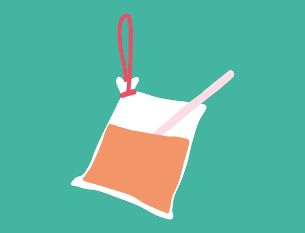 Illustration of a pulled tea drink called teh tarik in a typical Southeast Asian takeaway bag