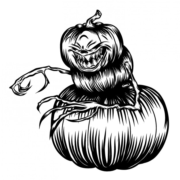 illustration of pumpkins with his body made by pumpkins