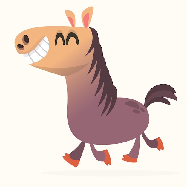 Vector illustration of purebred chestnut horse cartoon vector horse character isolated