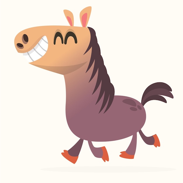 Illustration of purebred chestnut horse cartoon vector horse character isolated