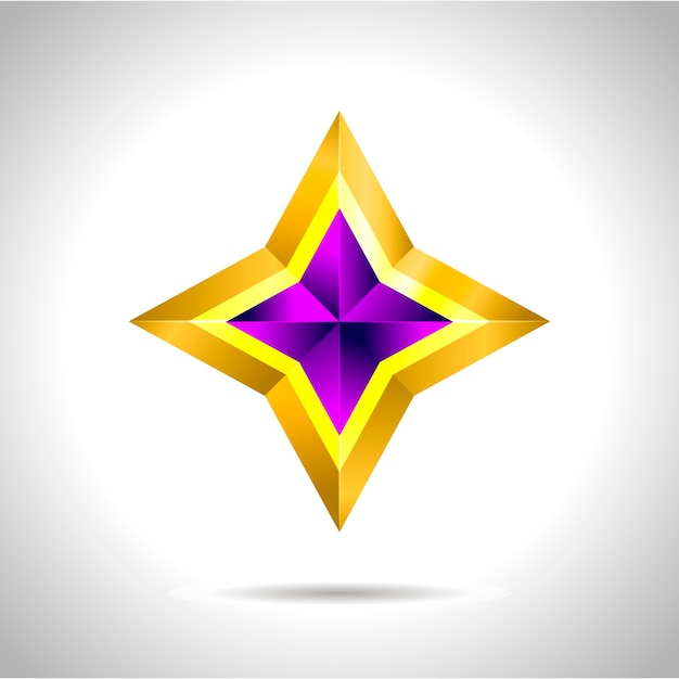 Illustration of a purple gold star on steel background. file New year Christmas