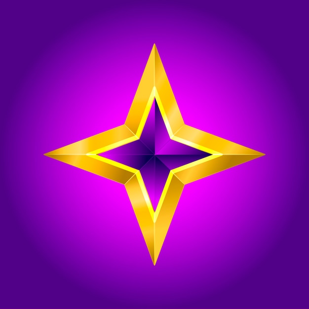 Vector illustration of a purple gold star on steel background