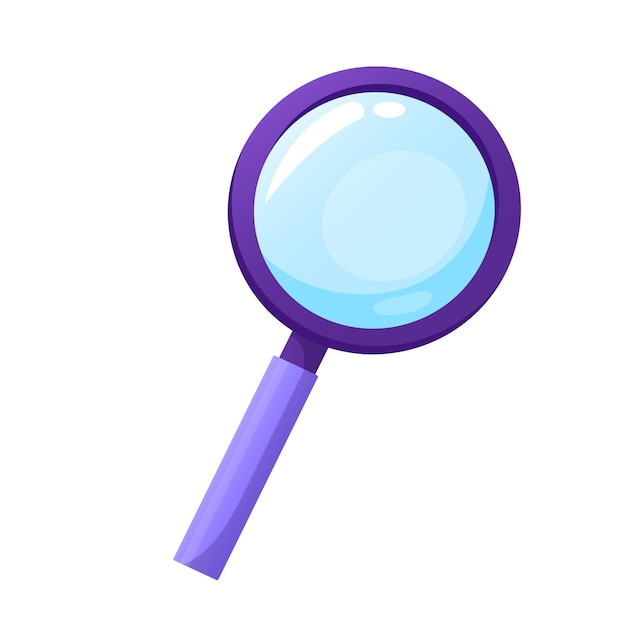 Illustration of a purple magnifying glass isolated on a white background