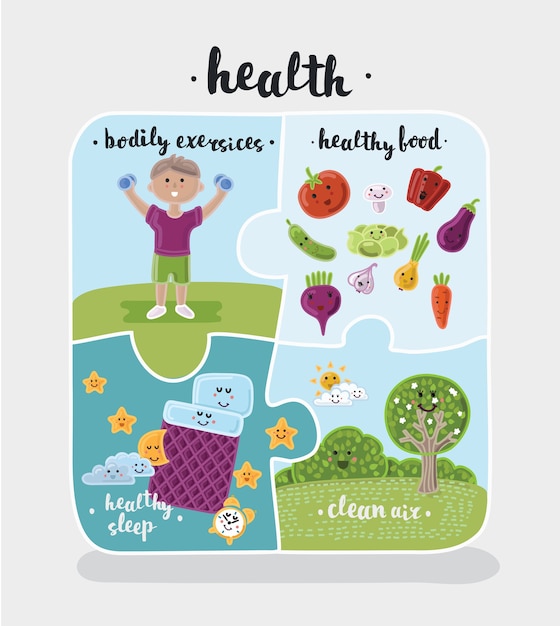 Vector illustration of puzzle of health conept