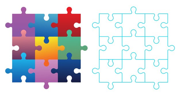 illustration of puzzle pieces template isolated on white