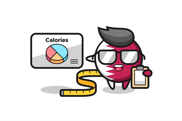 Illustration of qatar flag badge mascot as a dietitian