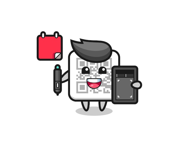 Illustration of qr code mascot as a graphic designer