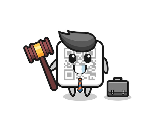 Vector illustration of qr code mascot as a lawyer