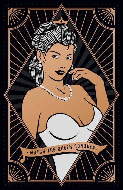 Vector illustration of a queen wearing a crown