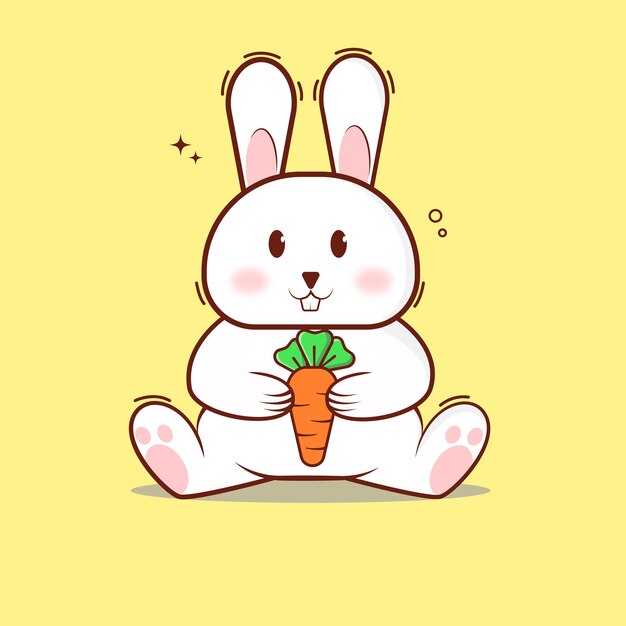 Vector illustration of a rabbit holding a carrot