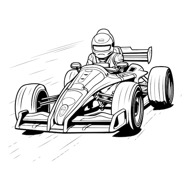 レースコースのスケッチでレースカーのイラスト