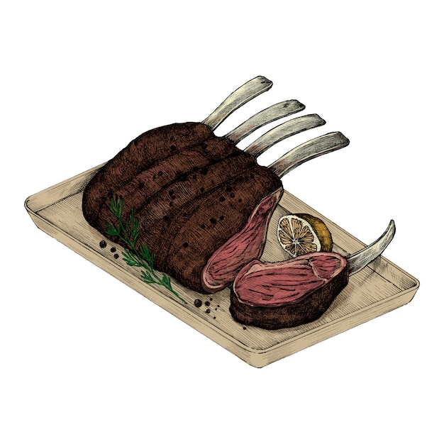 Illustration of a rack of lamb