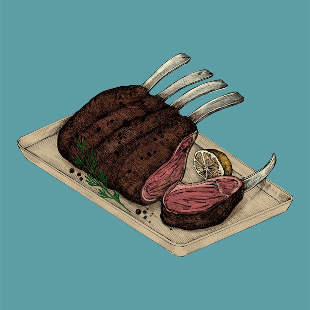Illustration of a rack of lamb