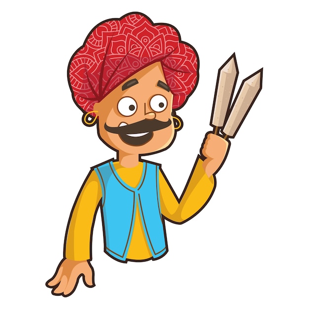 Illustration of rajasthani man holding kulfi