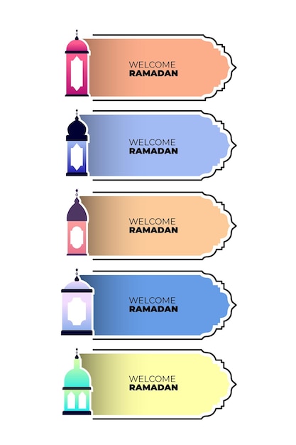 illustration of ramadan badge with different lantern design