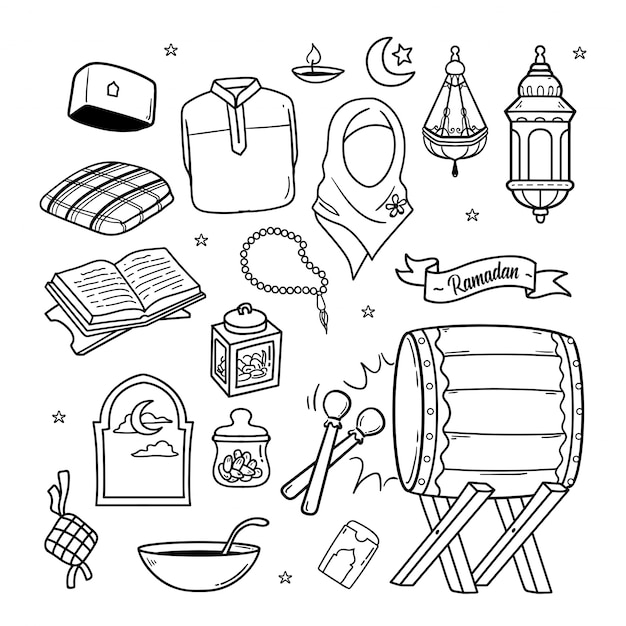 Vettore illustrazione di ramadan doodle 2