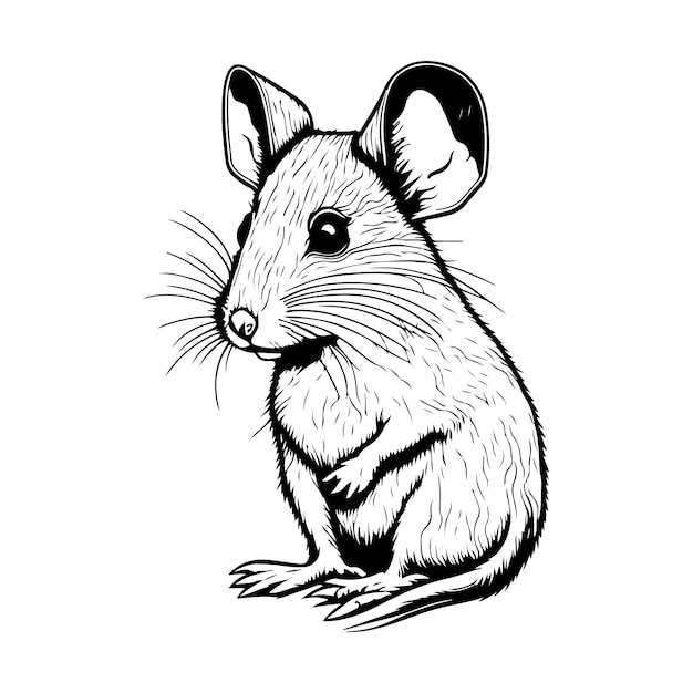 Illustrazione di un vettore di ratti ratti contorno isolato su sfondo bianco