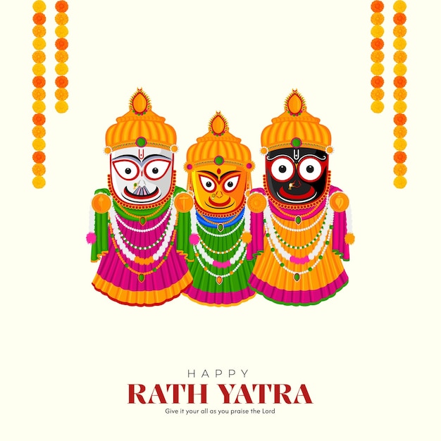 라트 야트라 (Rath Yatra) 의 일러스트레이션 (Lord Jagannath festival) 소셜 미디어 포스트 (Social Media Post)