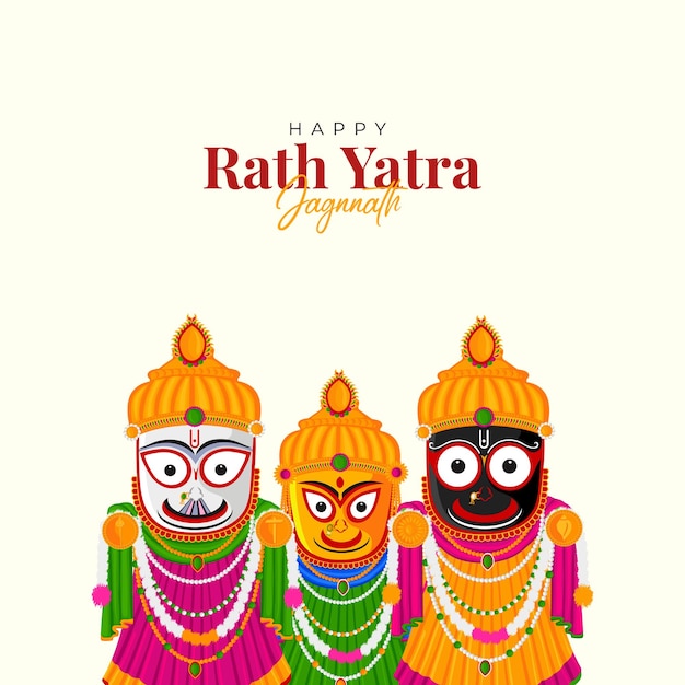 라트 야트라 (Rath Yatra) 의 일러스트레이션 (Lord Jagannath festival) 소셜 미디어 포스트 (Social Media Post)