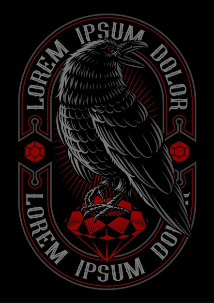 Illustrazione del corvo sul rubino. il testo è nel gruppo separato.