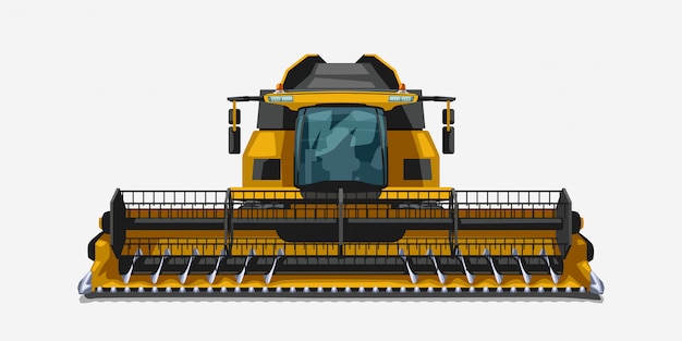 Vector illustration of realistic front view of harvester combine vehicle isolated