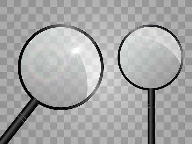 An illustration of a realistic magnifying glass for viewing objects or reading