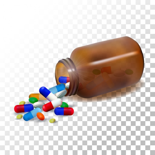 Vector illustration realistic medicine bottle on transparent