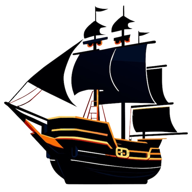 Vector illustration of a realistic pirate ship