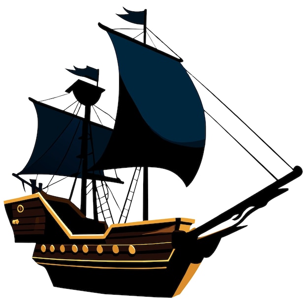 Vector illustration of a realistic pirate ship